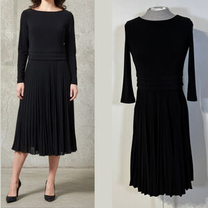 Joseph Ribkoff Black Long Sleeve Pleated Dress Women’s Size 4 Back Zipper